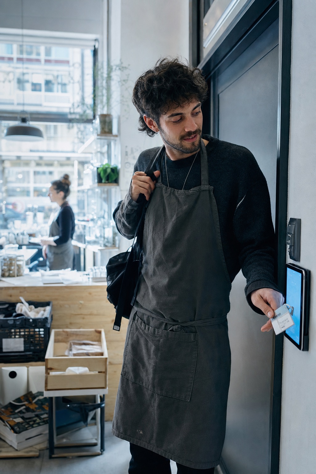 In negozio si passa il badge sul tablet all'ingresso